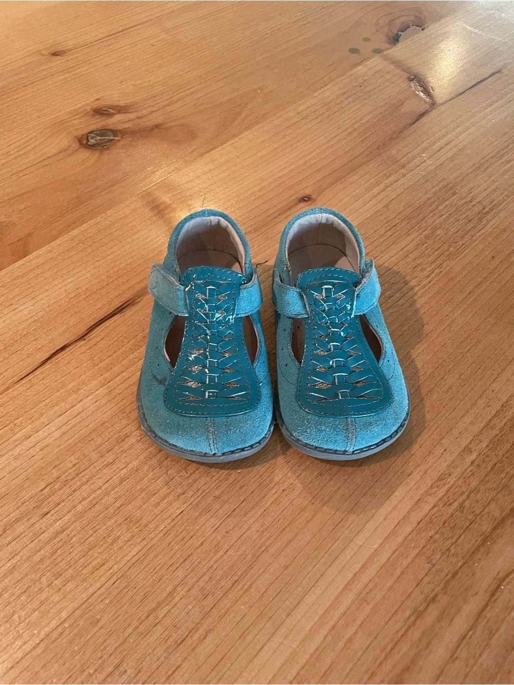 Livie & Luca Teal Suede Closed-Toe Mary Jane Sandals